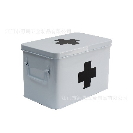 廠家定制藥箱 鐵制多層家用收納醫(yī)藥箱 大號家庭鍍鋅白鐵皮藥箱