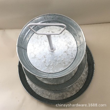 Serving Trays美式果盤(pán)三層點(diǎn)心架金屬鍍鋅鐵制美式三層蛋糕托盤(pán)