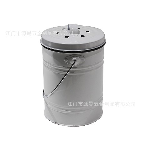 廠家定制白色圓形廚余垃圾堆肥桶 廚余發(fā)酵compost bin鐵質(zhì)廚余桶