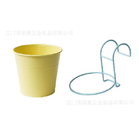 歐式鐵藝花盆陽(yáng)臺(tái)菜園花器鍍鋅鐵皮花桶 鐵制可拆掛鉤花盆