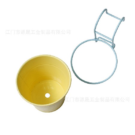 歐式鐵藝花盆陽(yáng)臺(tái)菜園花器鍍鋅鐵皮花桶 鐵制可拆掛鉤花盆