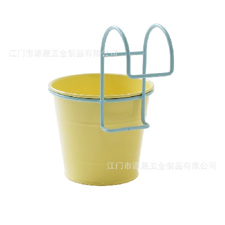 歐式鐵藝花盆陽(yáng)臺(tái)菜園花器鍍鋅鐵皮花桶 鐵制可拆掛鉤花盆