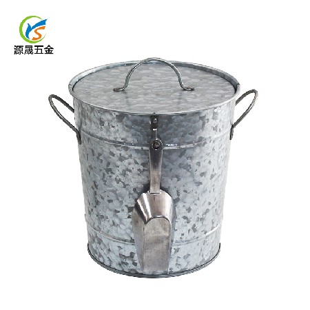 實(shí)力商家酒吧金屬冰酒器鐵皮啤酒桶配鐵小鏟白色噴粉雙耳雙層冰桶