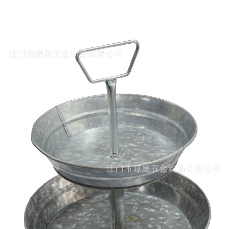 ins超火的北歐鍍鋅鐵食品托盤(pán)鐵藝金屬收納三層水果盤(pán)蛋糕盤(pán)定制