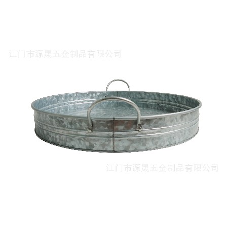 創(chuàng)意北歐果盤餐廳酒吧金屬托盤圓形餐具收納盤 復(fù)古工藝鐵盤定制